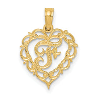 14KY Heart Script Letter F Initial Charm-K6424F