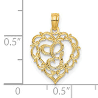 14KY Heart Script Letter G Initial Charm-K6424G