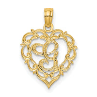 14KY Heart Script Letter G Initial Charm-K6424G