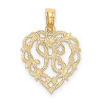 14KY Heart Script Letter H Initial Charm-K6424H