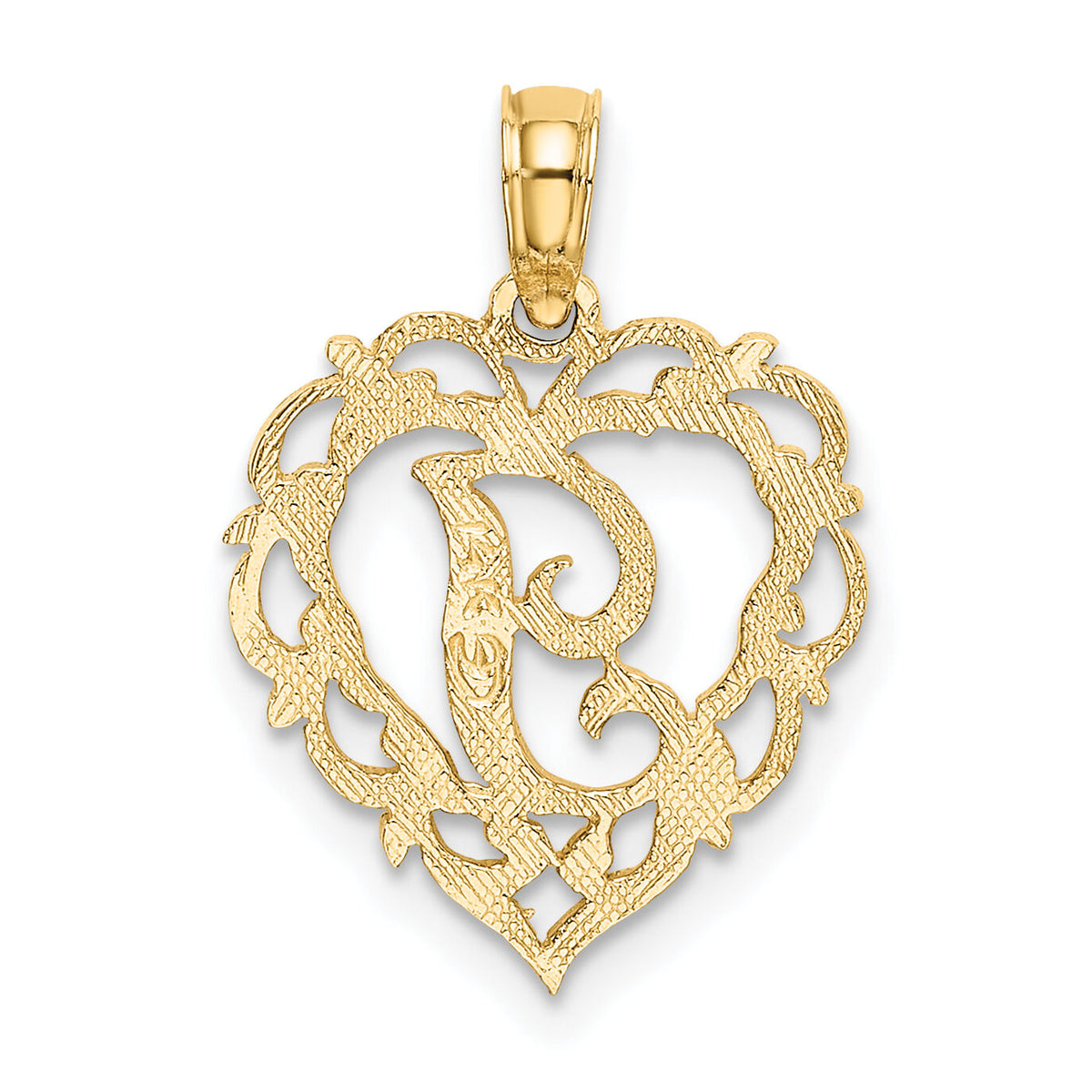 14KY Heart Script Letter I Initial Charm-K6424I
