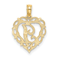 14KY Heart Script Letter I Initial Charm-K6424I