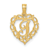 14KY Heart Script Letter I Initial Charm-K6424I