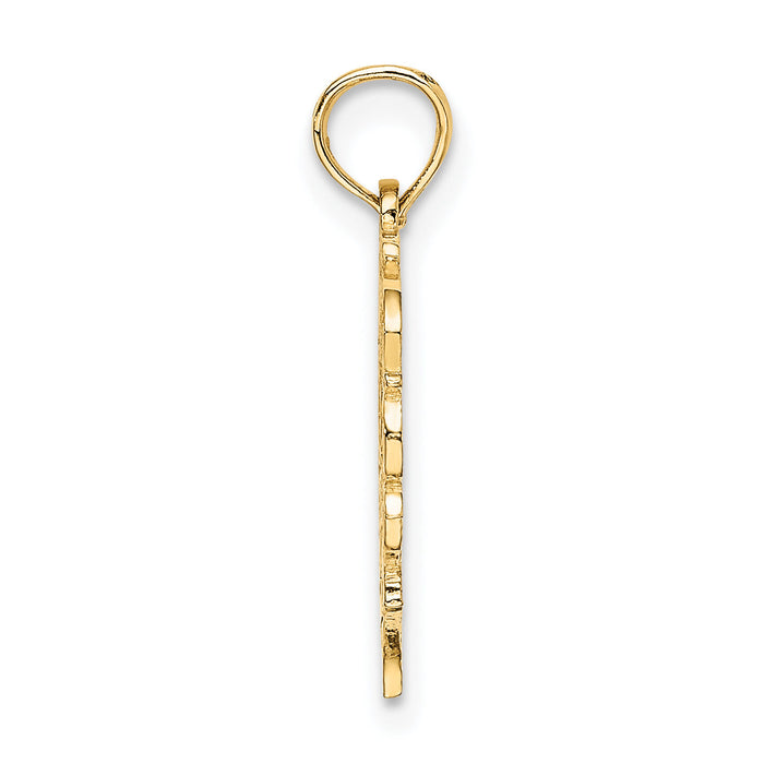14KY Heart Script Letter J Initial Charm-K6424J