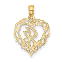 14KY Heart Script Letter J Initial Charm-K6424J