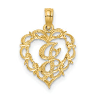 14KY Heart Script Letter J Initial Charm-K6424J