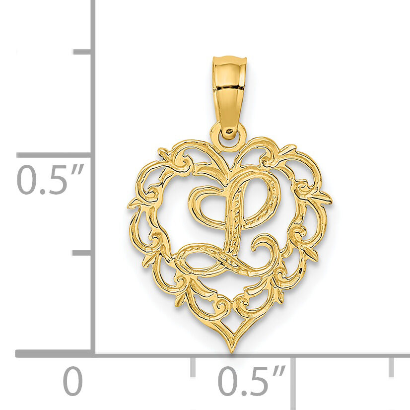 14KY Heart Script Letter L Initial Charm-K6424L