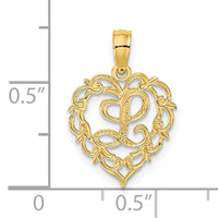 14KY Heart Script Letter L Initial Charm-K6424L