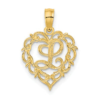 14KY Heart Script Letter L Initial Charm-K6424L