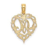 14KY Heart Script Letter M Initial Charm-K6424M