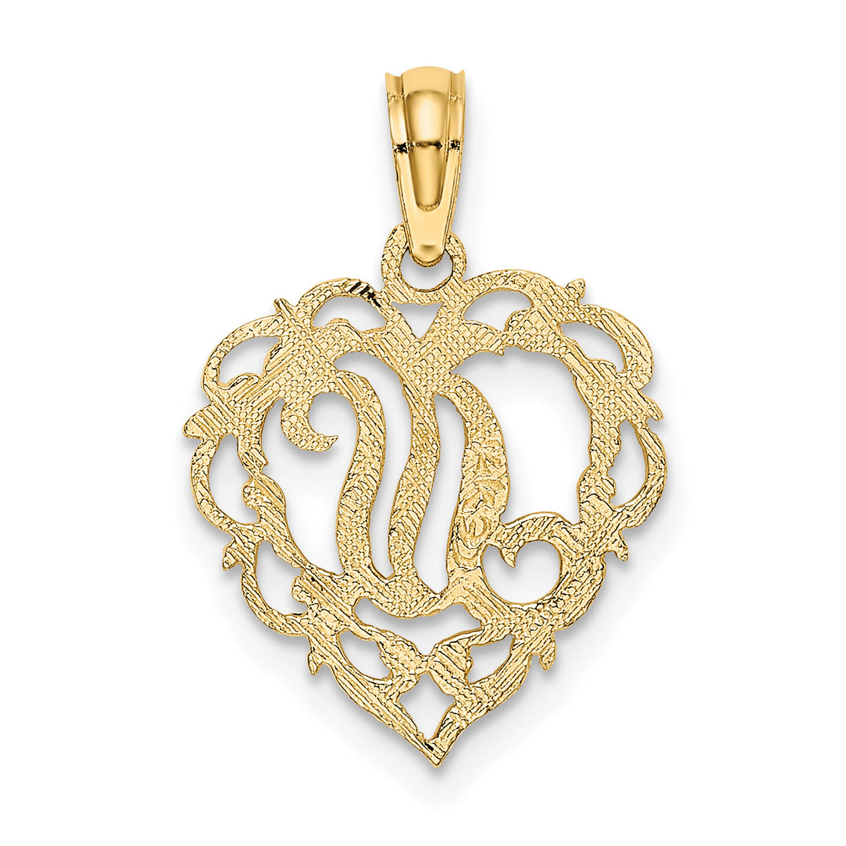 14KY Heart Script Letter N Initial Charm-K6424N
