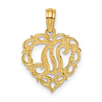 14KY Heart Script Letter N Initial Charm-K6424N