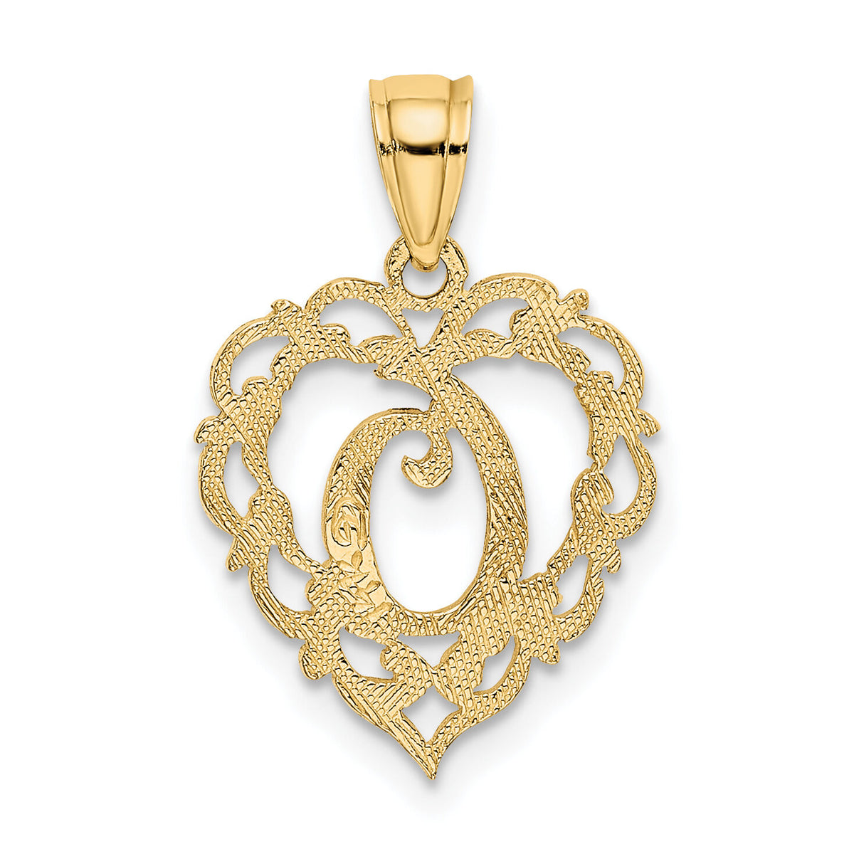 14KY Heart Script Letter O Initial Charm-K6424O