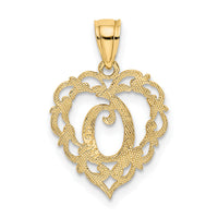 14KY Heart Script Letter O Initial Charm-K6424O