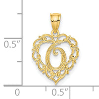 14KY Heart Script Letter O Initial Charm-K6424O