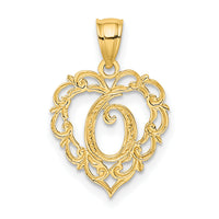 14KY Heart Script Letter O Initial Charm-K6424O