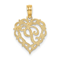 14KY Heart Script Letter P Initial Charm-K6424P
