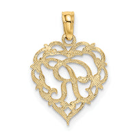14KY Heart Script Letter R Initial Charm-K6424R