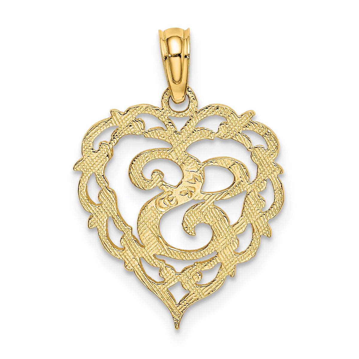 14KY Heart Script Letter S Initial Charm-K6424S