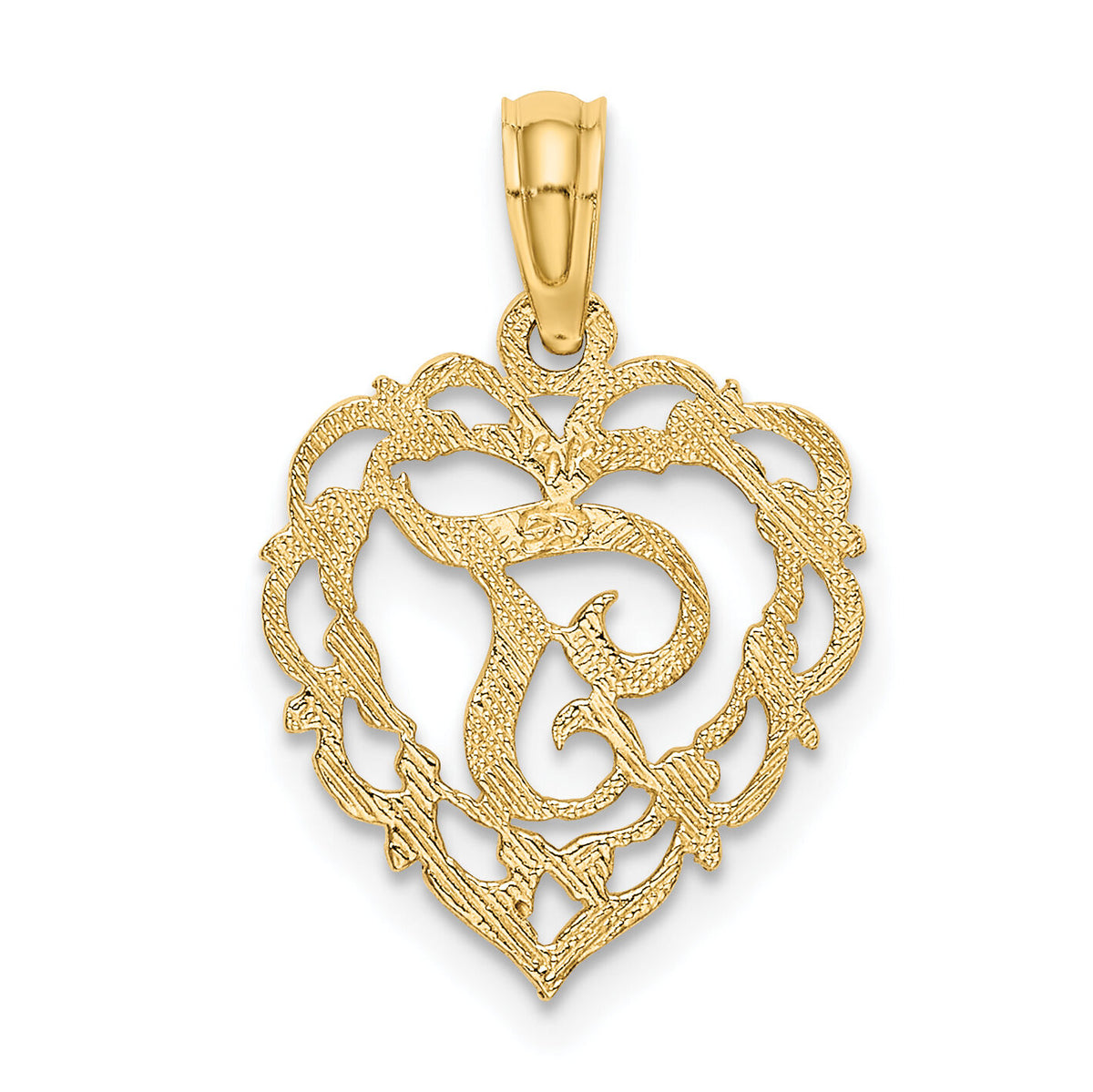 14KY Heart Script Letter T Initial Charm-K6424T