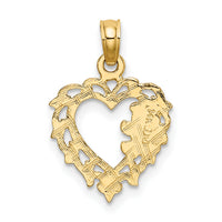 14K Teddy Bear in Heart Charm-K6428