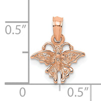 14K Rose Gold Textured Mini Butterfly Charm-K6429R