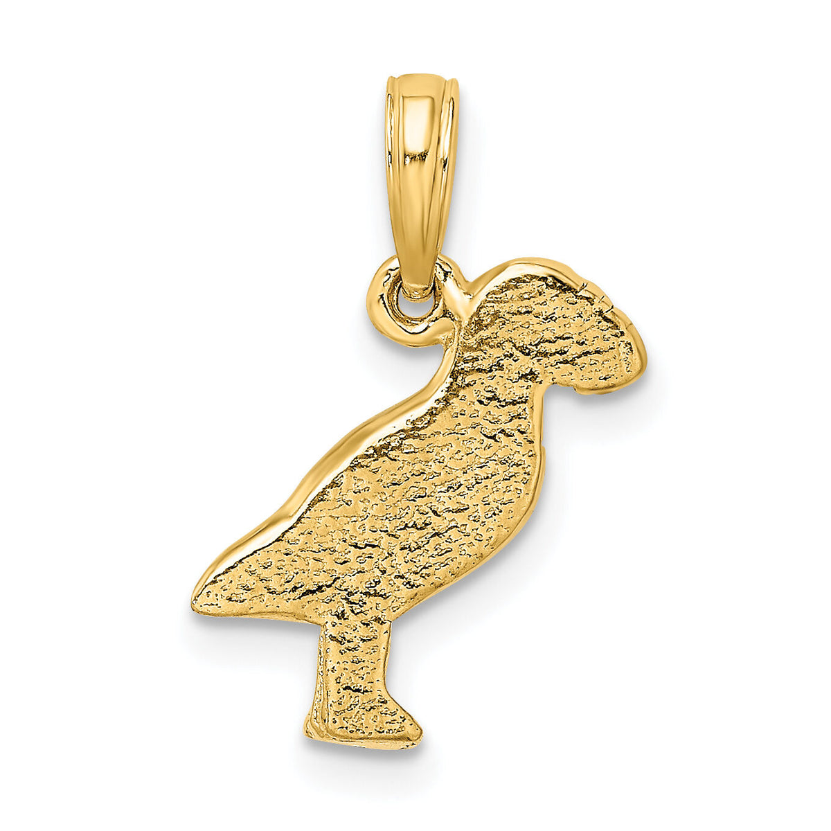 14K 2-D Polished and Textured Puffin Bird Charm-K6431