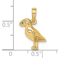 14K 2-D Polished and Textured Puffin Bird Charm-K6431