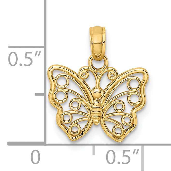 14K Cut-Out Small Butterfly Charm-K6443