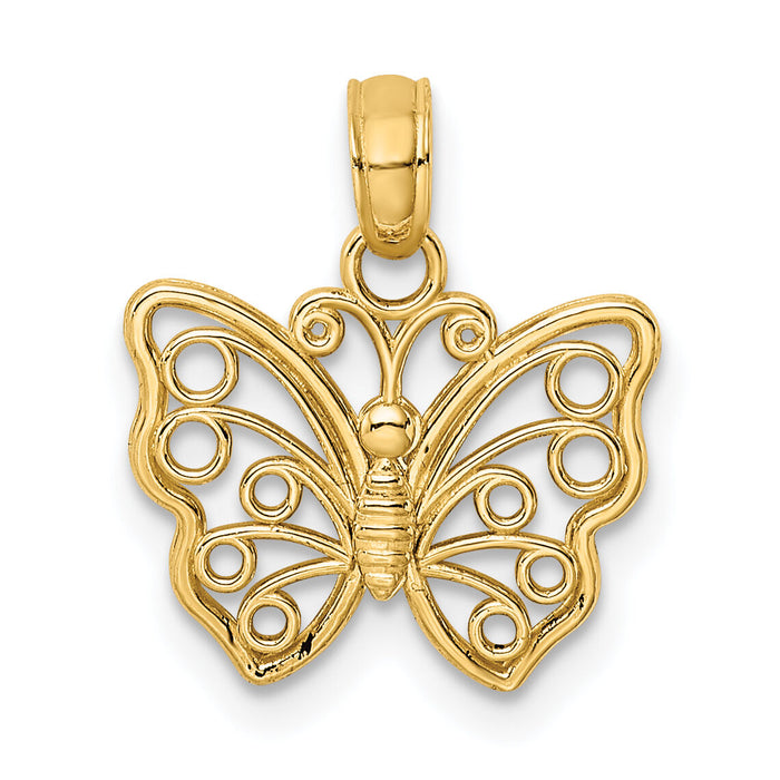 14K Cut-Out Small Butterfly Charm-K6443