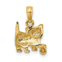 14K Cat with Ball Charm-K6445
