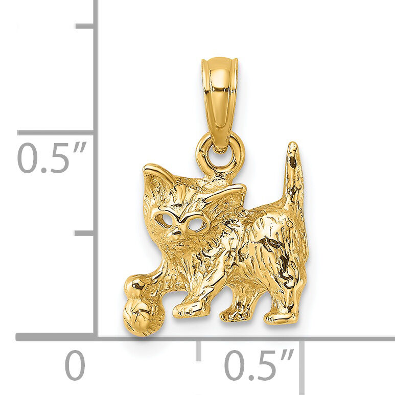 14K Cat with Ball Charm-K6445