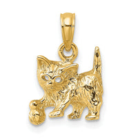 14K Cat with Ball Charm-K6445