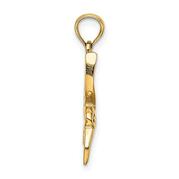 14K Textured Hummingbird Flying Charm-K6447