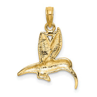 14K Textured Hummingbird Flying Charm-K6447