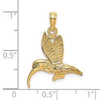 14K Textured Hummingbird Flying Charm-K6447