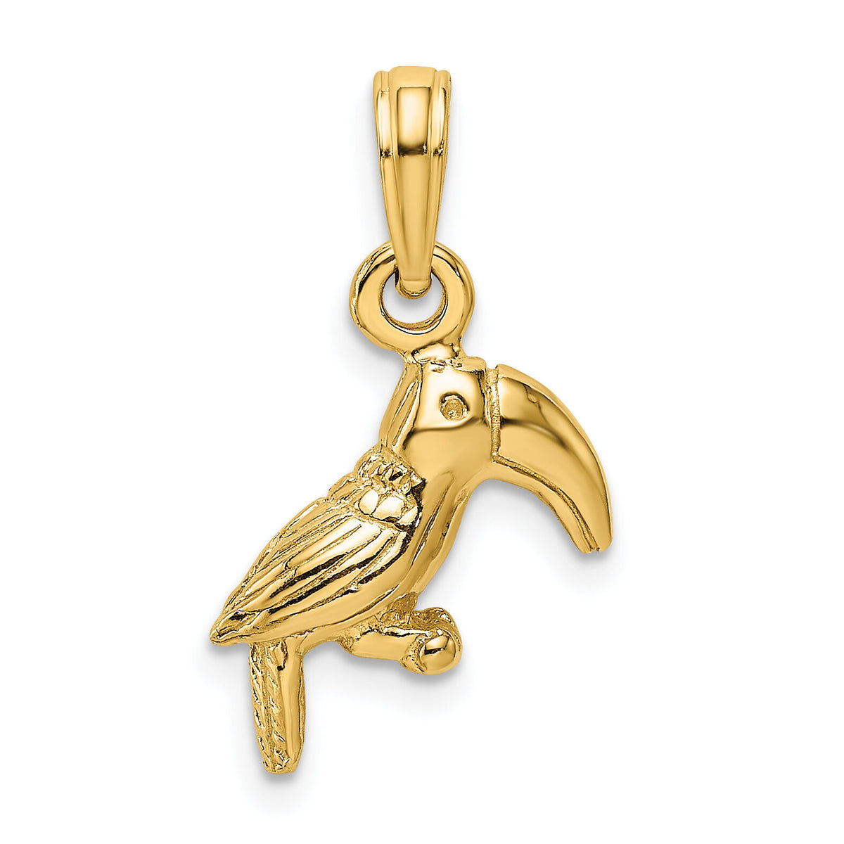 14K 3-D Textured/Polished Toucan Bird Charm-K6448