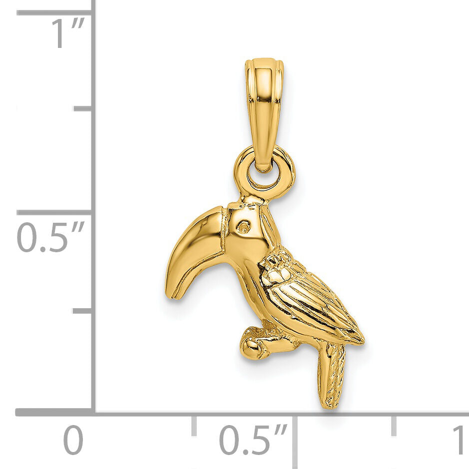 14K 3-D Textured/Polished Toucan Bird Charm-K6448