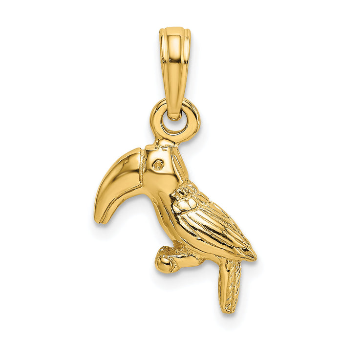 14K 3-D Textured/Polished Toucan Bird Charm-K6448