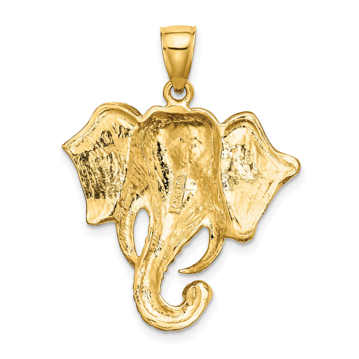 14K 2-D Elephant Head w/ Twisted Trunk Charm-K6449
