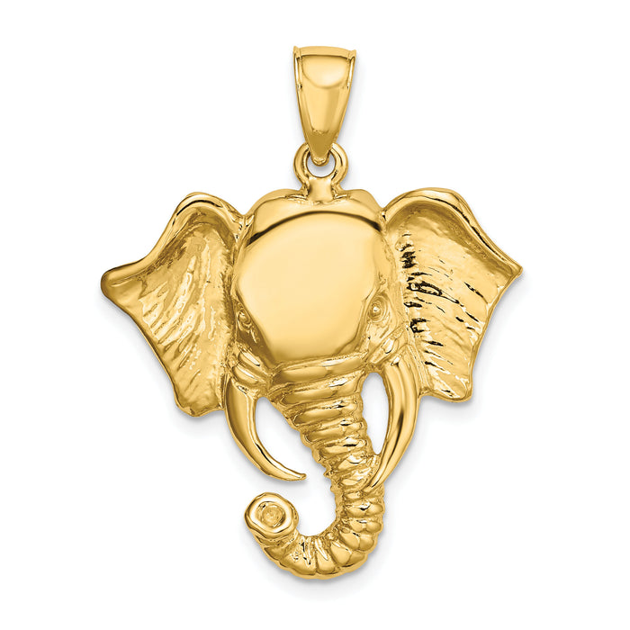 14K 2-D Elephant Head w/ Twisted Trunk Charm-K6449