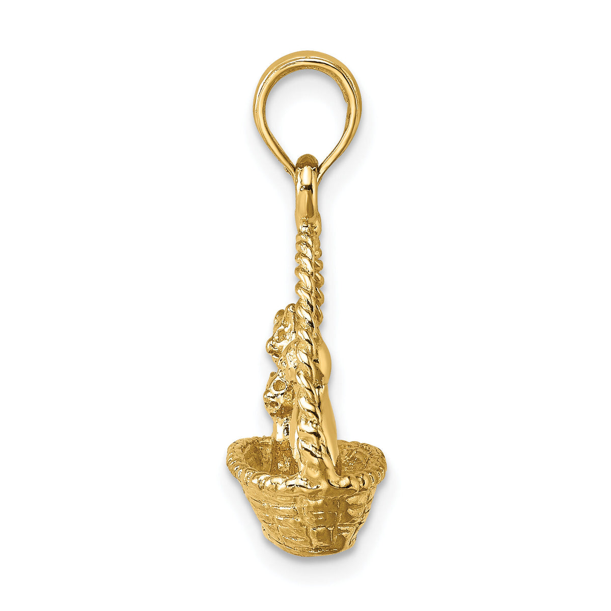 14K 3-D Cats Inside Of Basket Charm-K6450
