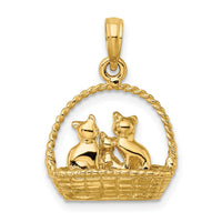 14K 3-D Cats Inside Of Basket Charm-K6450