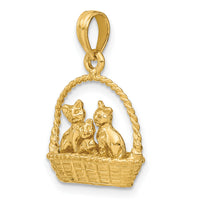 14K 3-D Cats Inside Of Basket Charm-K6450