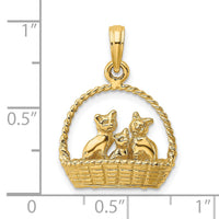 14K 3-D Cats Inside Of Basket Charm-K6450