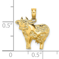 14K Polished Playful Cow Charm-K6454