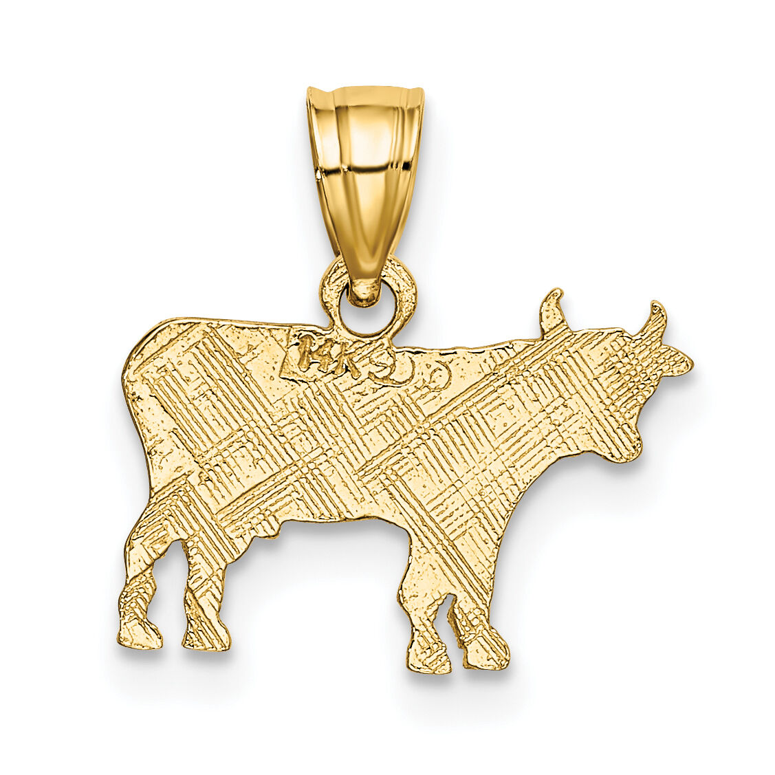 14K Flat and Engraved Cow Charm-K6455