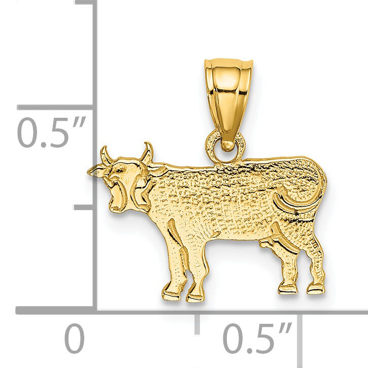 14K Flat and Engraved Cow Charm-K6455