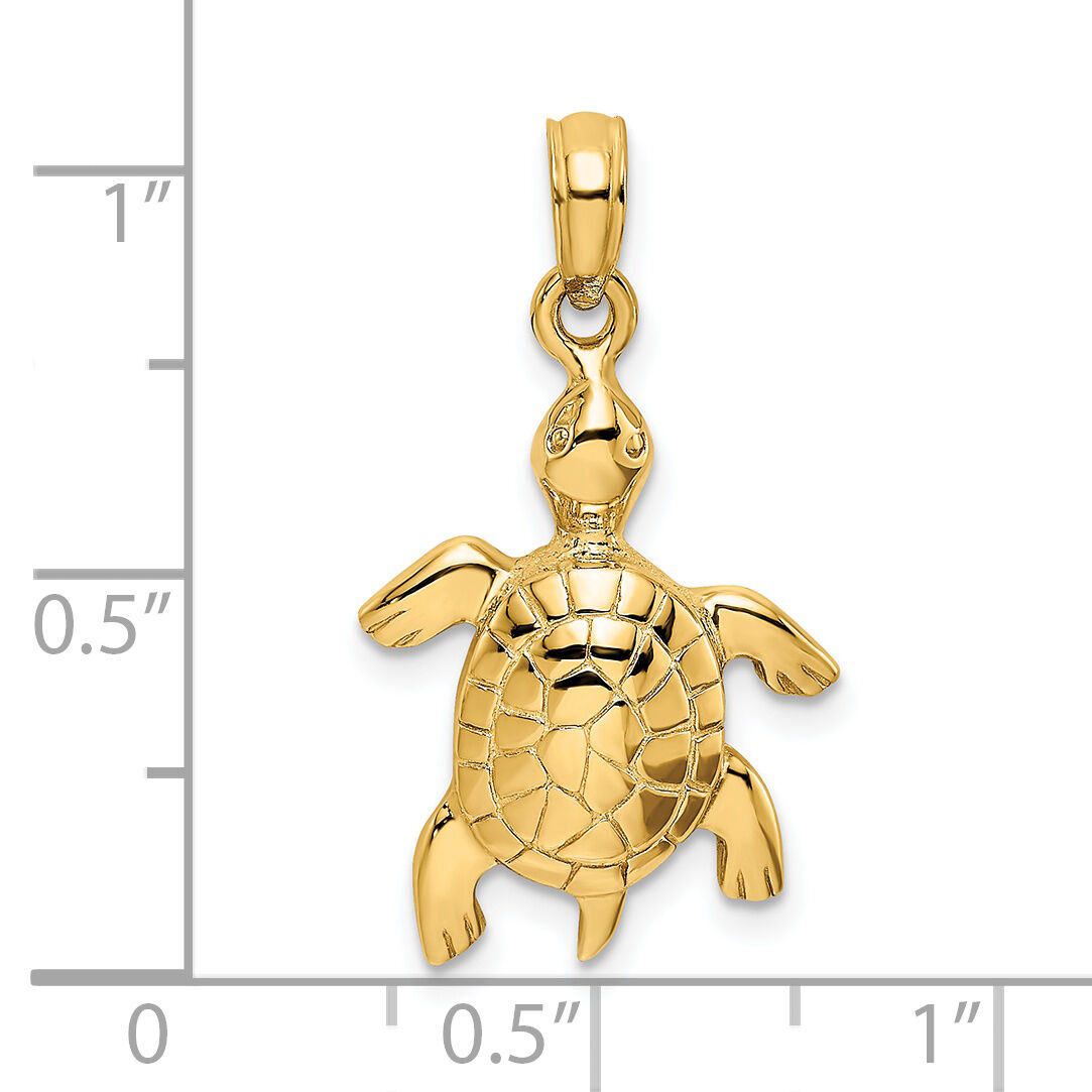 14K Polished Turtle with Textured Shell Charm-K6457