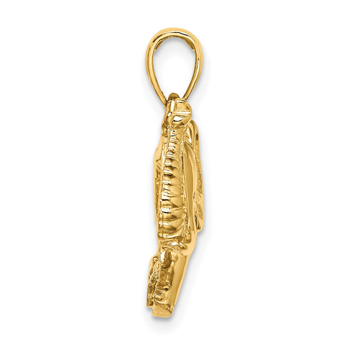 14K 2-D Elephant Running w/ Raised Trunk Charm-K6458